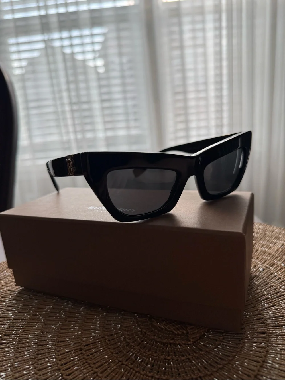 Burberry Black Sunglasses with Gold TB Logo